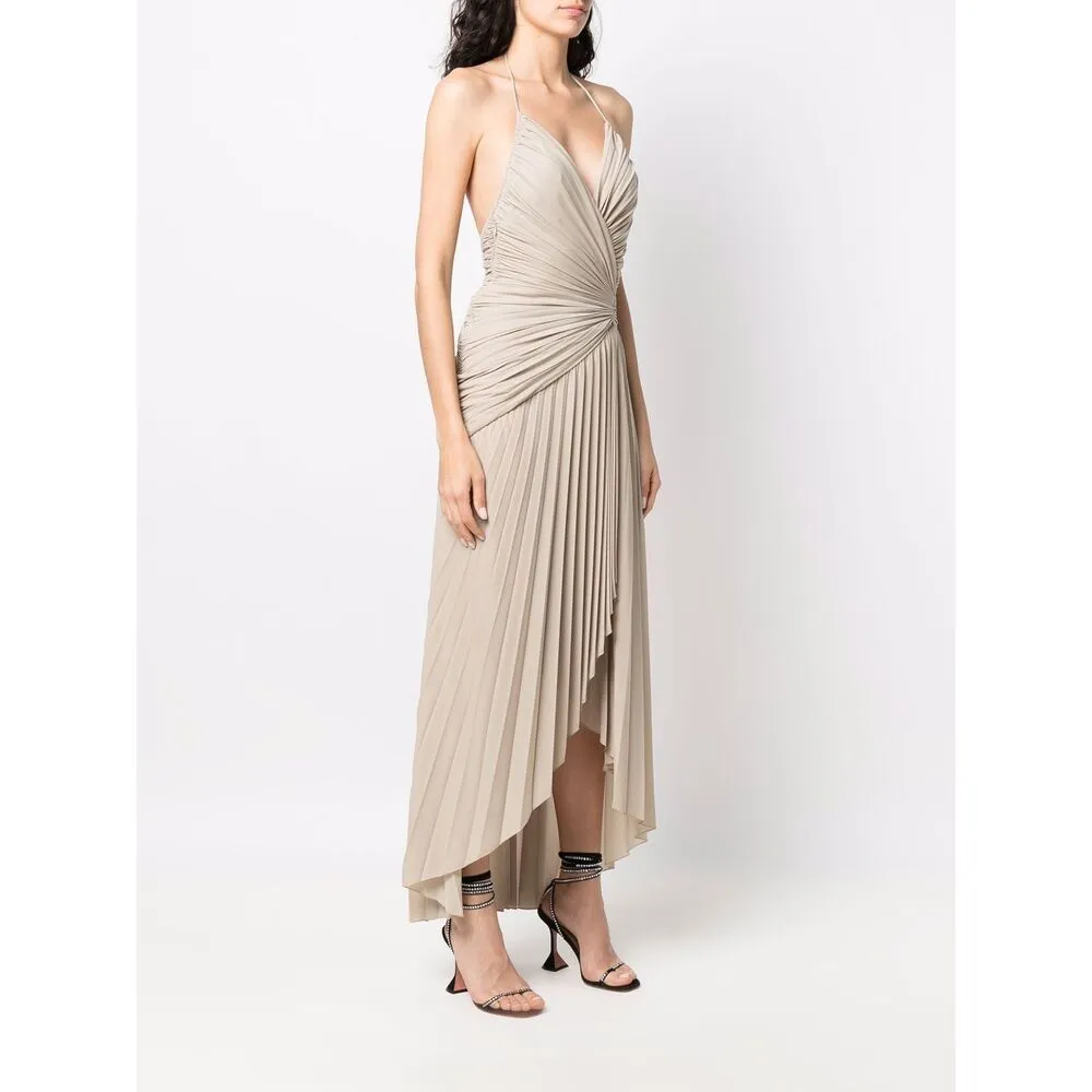 Draped Asymmetric Halterneck Dress