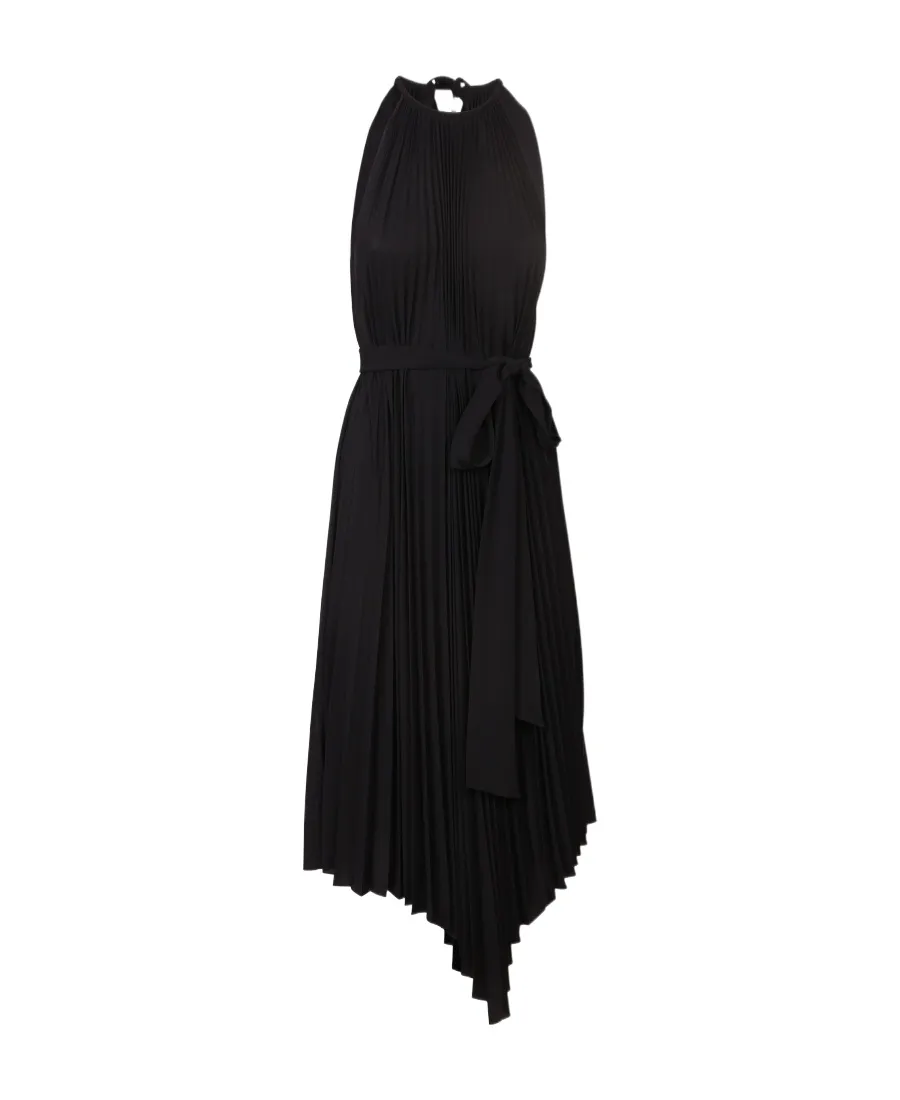 Halterneck Pleated Midi Dress