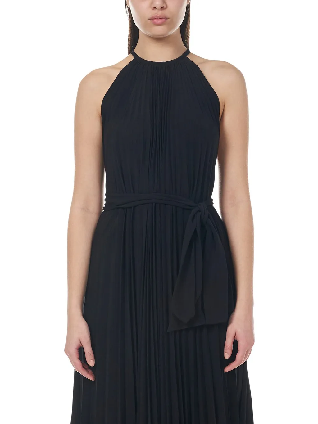 Halterneck Pleated Midi Dress