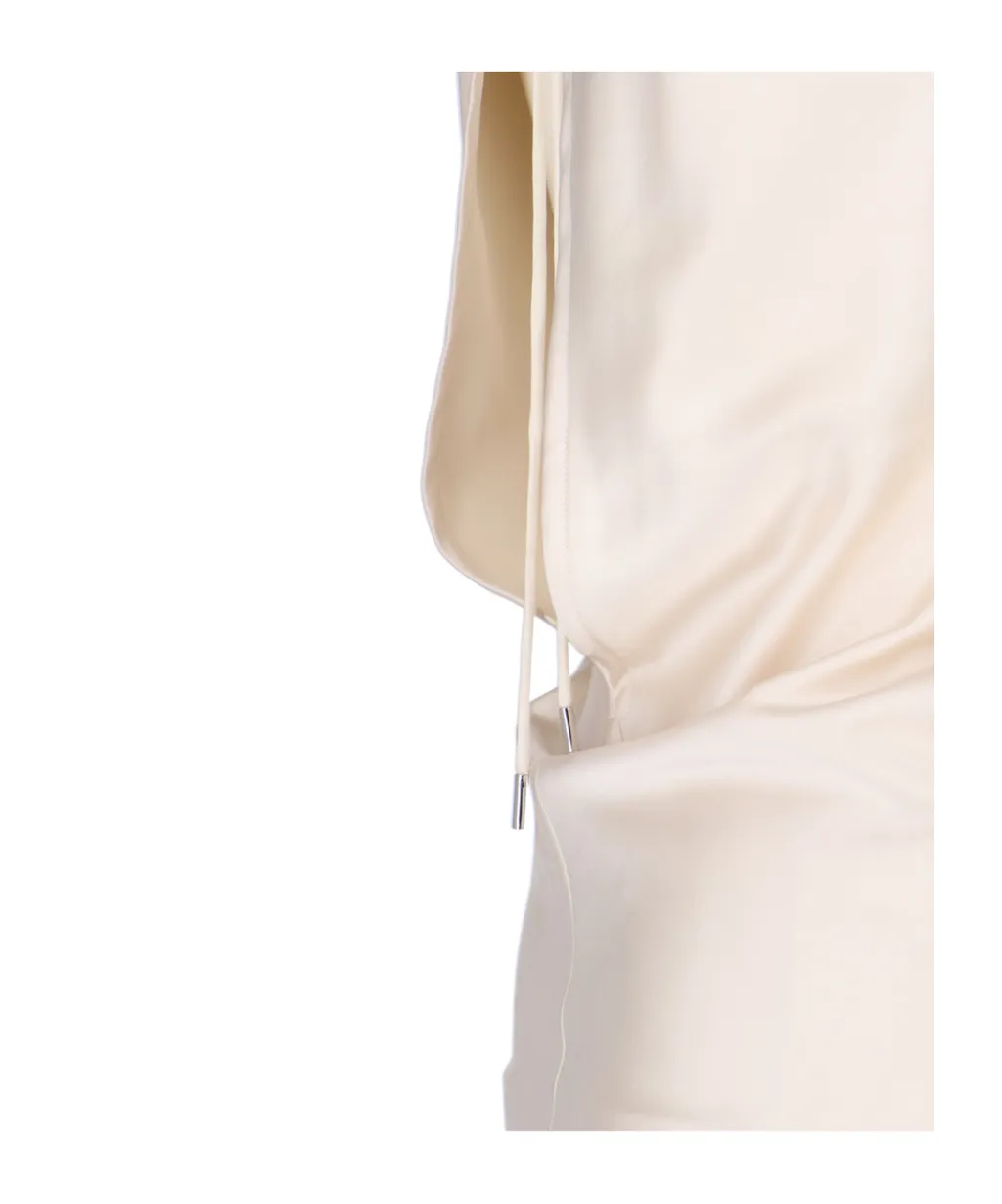 Ruched Neck Drawstring Midi Dress