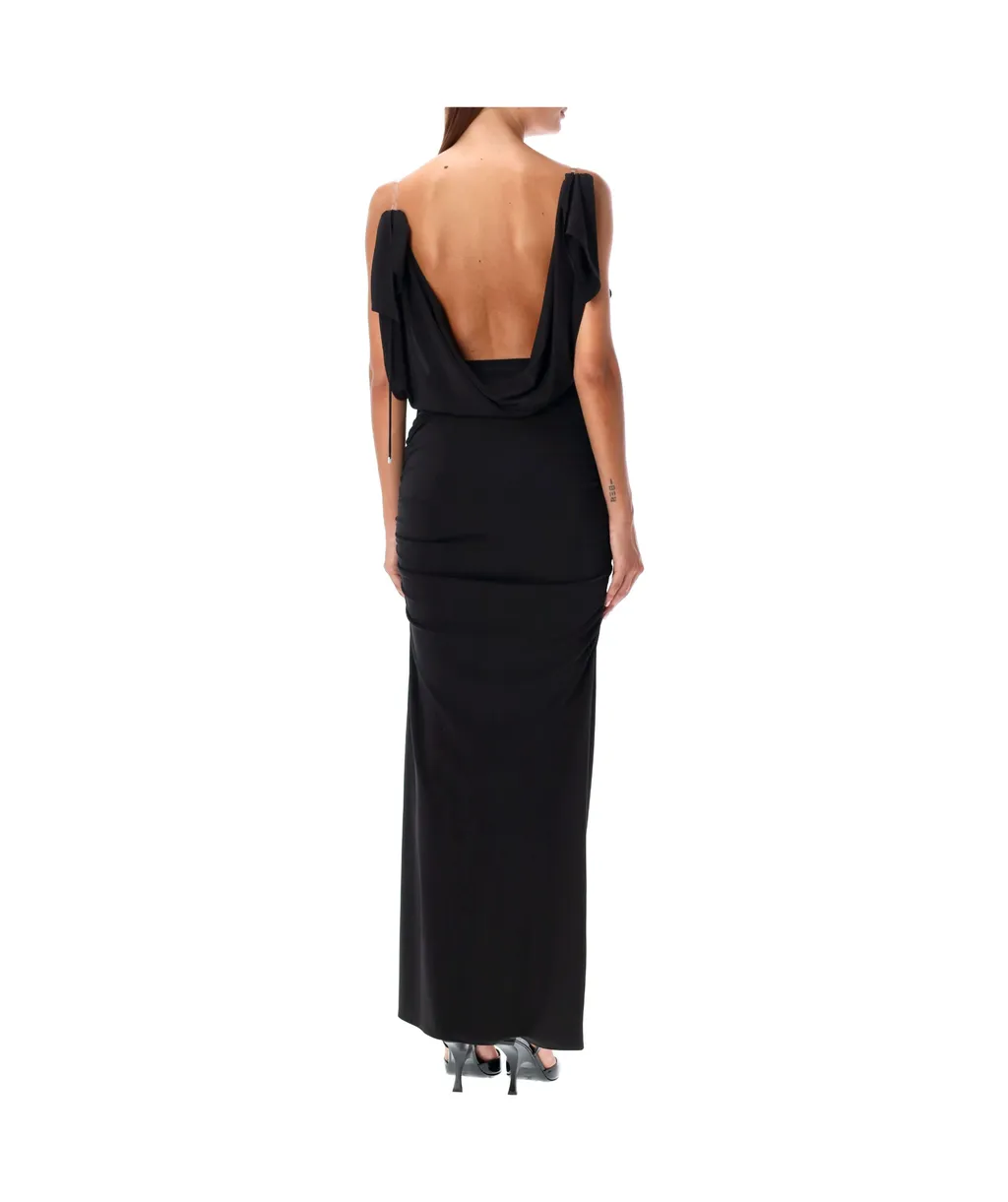 Ruched Satin Maxi Dress