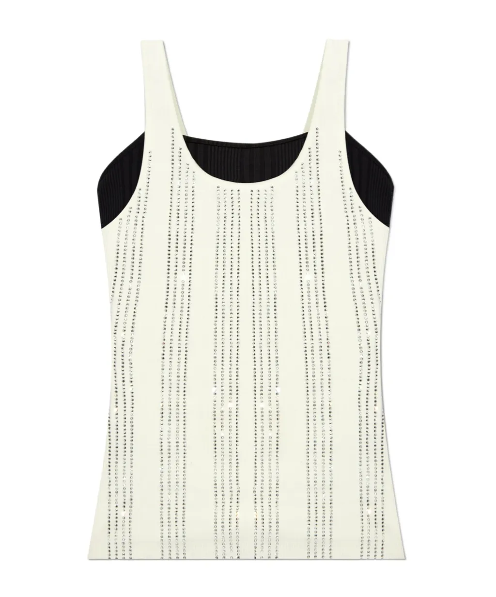 Embellished Double Layered Ribbed Top