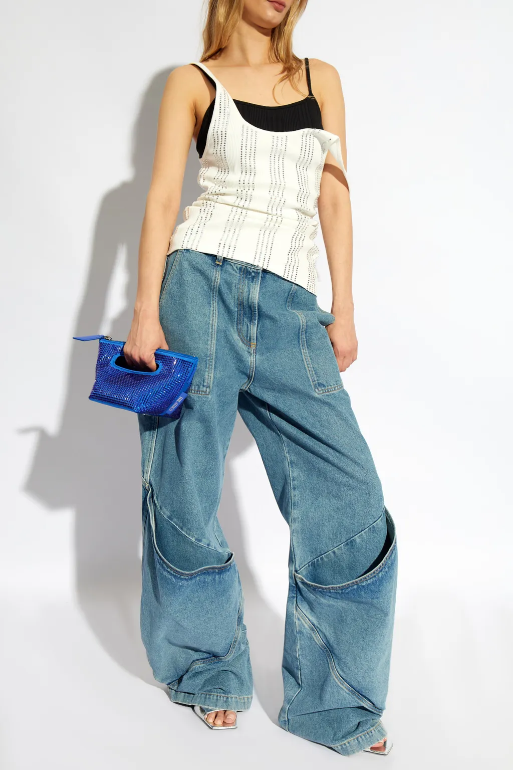 Embellished Double Layered Ribbed Top