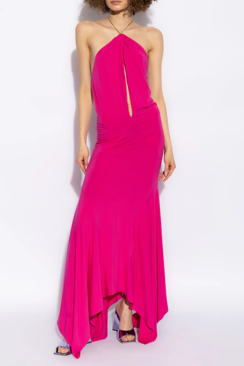 Asymmetric Halterneck Long Dress