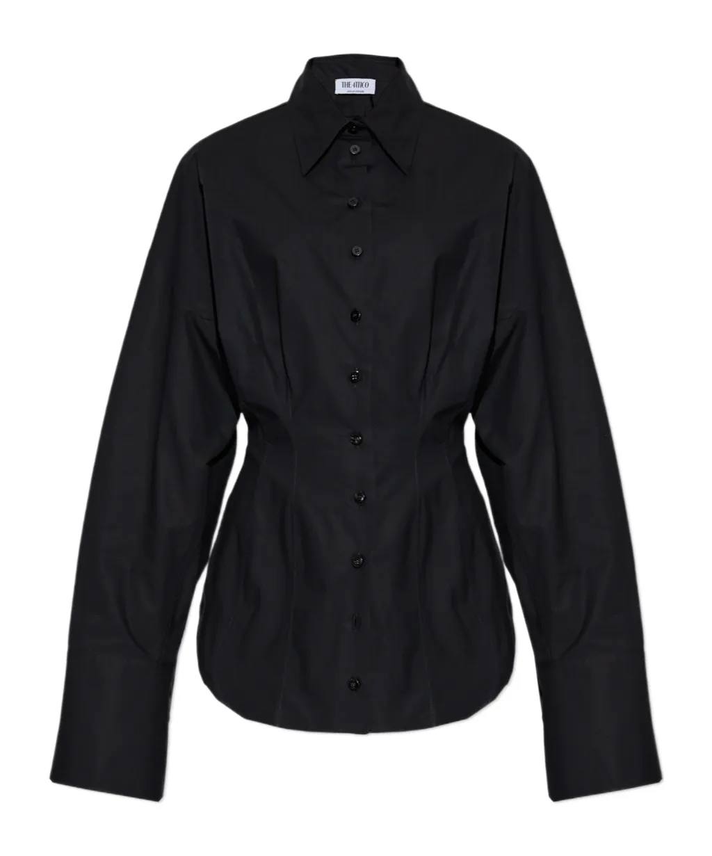 Curved Hem Buttoned Shirt
