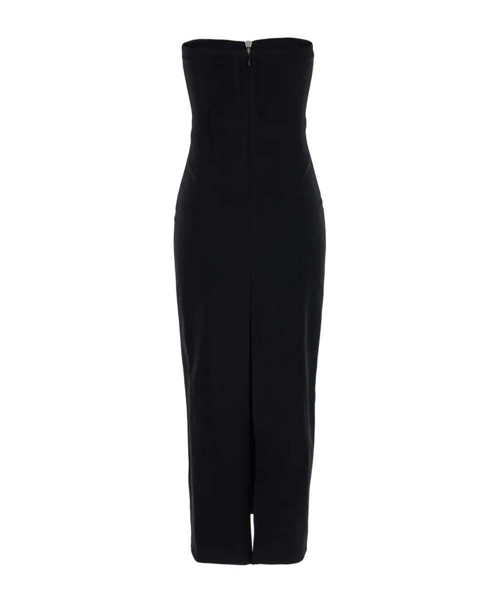Zipped Strapless Midi Dress