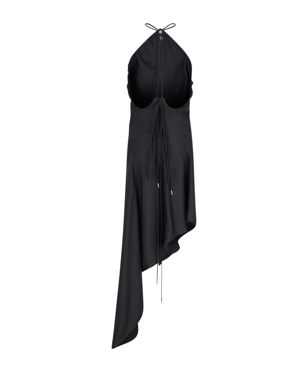 Asymmetric Sleeveless Satin Midi Dress