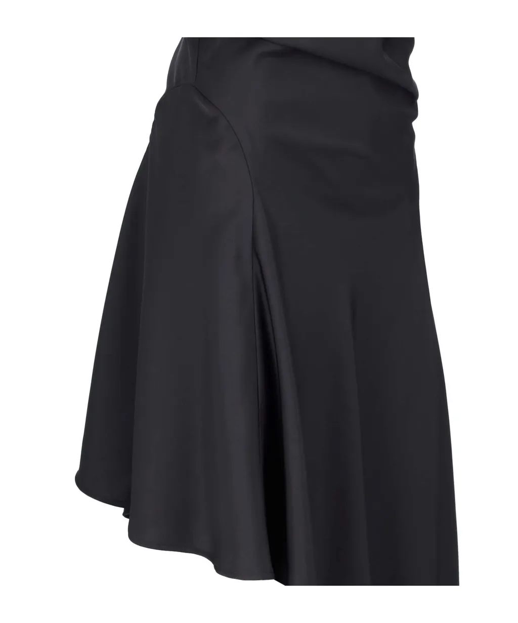 Asymmetric Sleeveless Satin Midi Dress