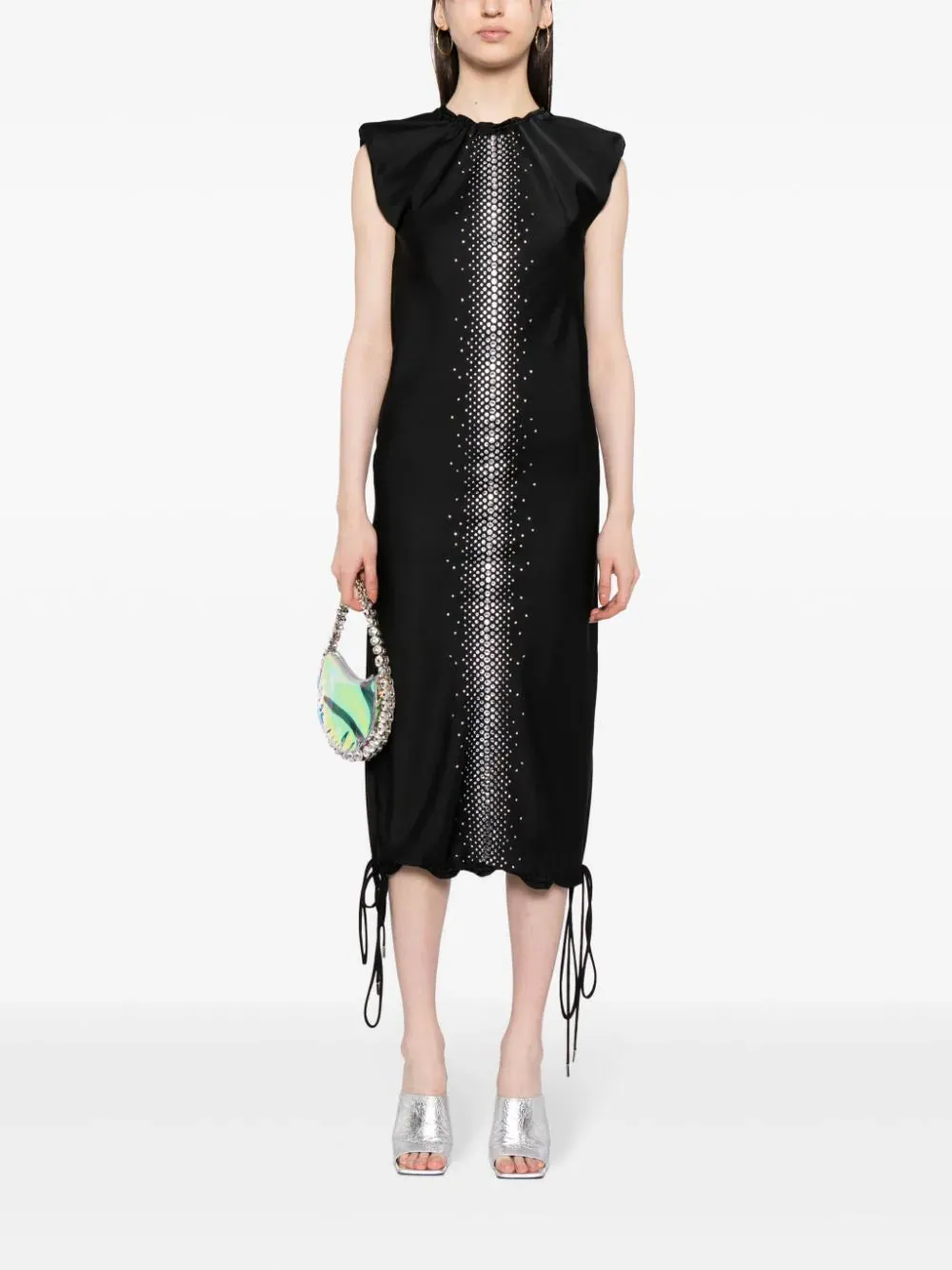 Rhinestone-Embellished Midi Dress
