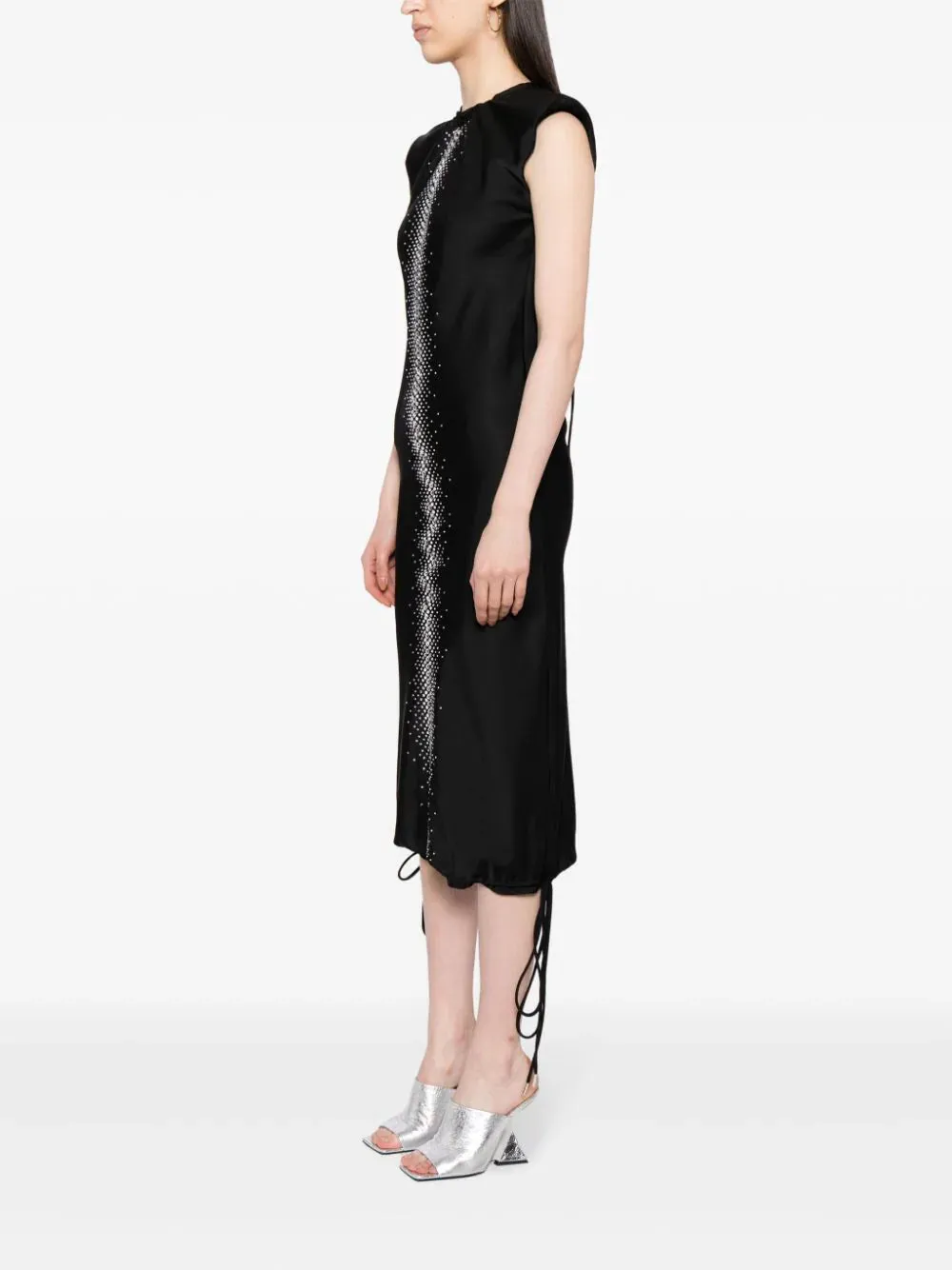 Rhinestone-Embellished Midi Dress