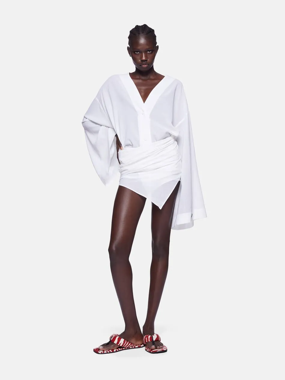 V-Neck Mini Shirt Dress