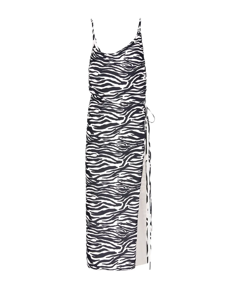 Zebra Printed Stretched Midi Dress