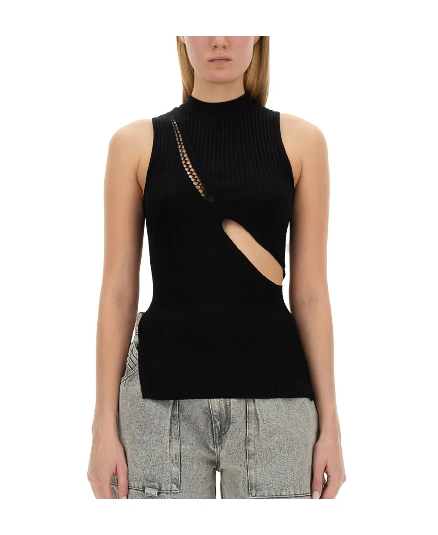 Cut-Out Ribbed Sleeveless Top