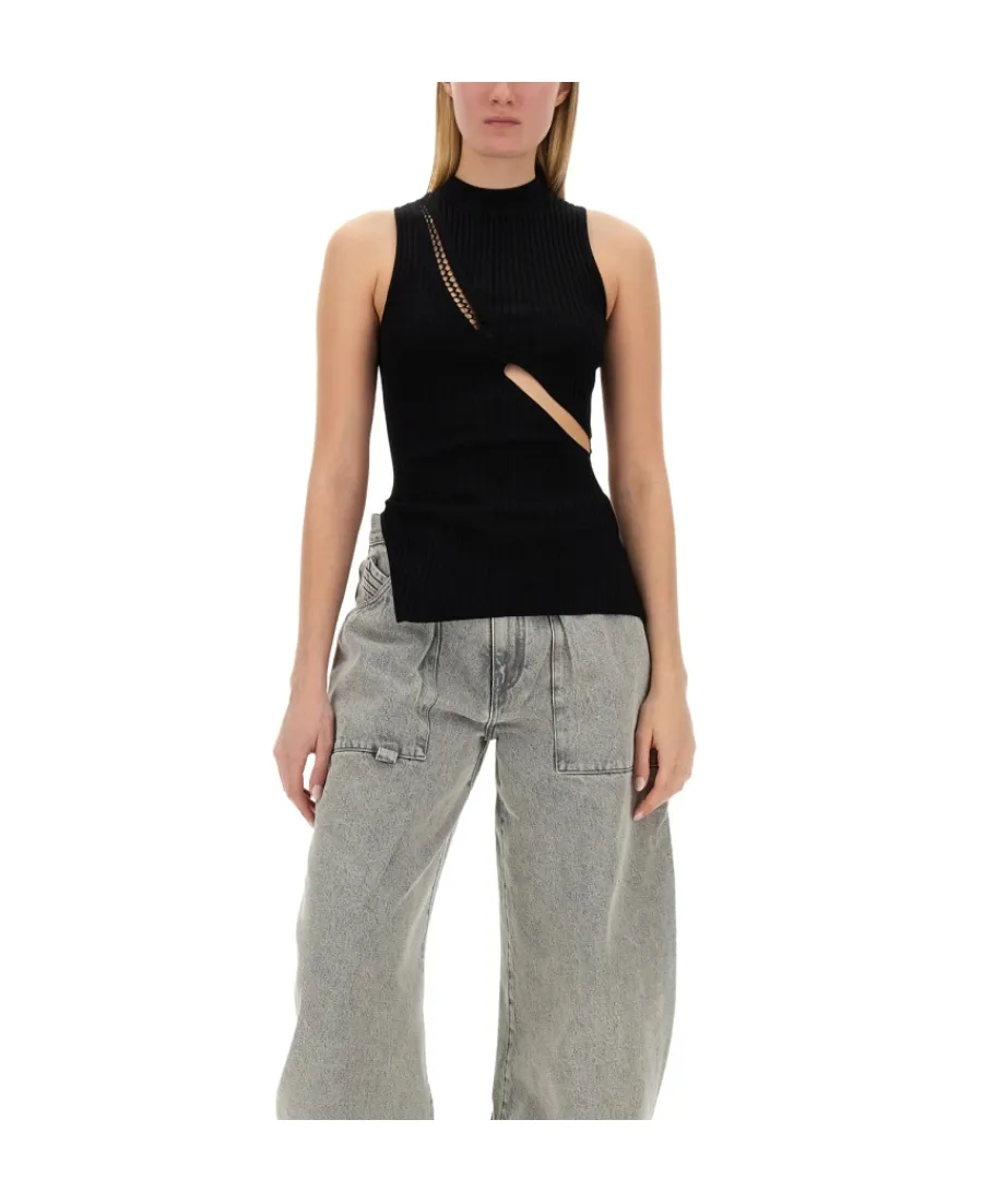 Cut-Out Ribbed Sleeveless Top