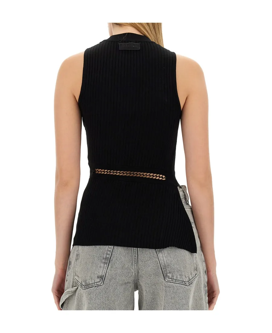 Cut-Out Ribbed Sleeveless Top