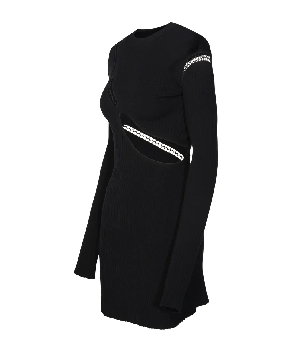 Ribbed-Knit Minidress With Cut-Outs