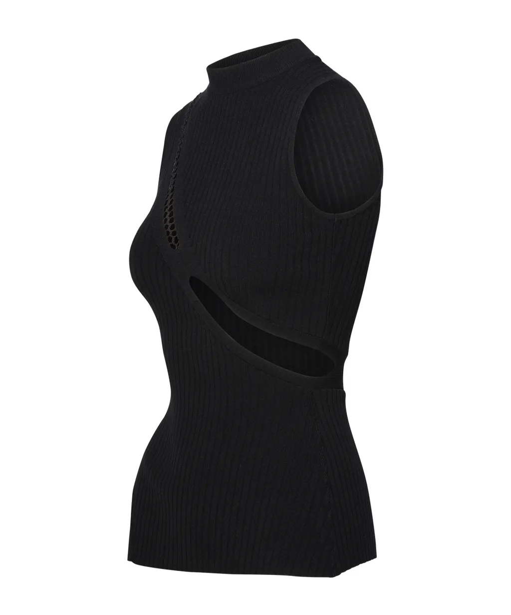 Cut-Out Ribbed-Knit Tank Top