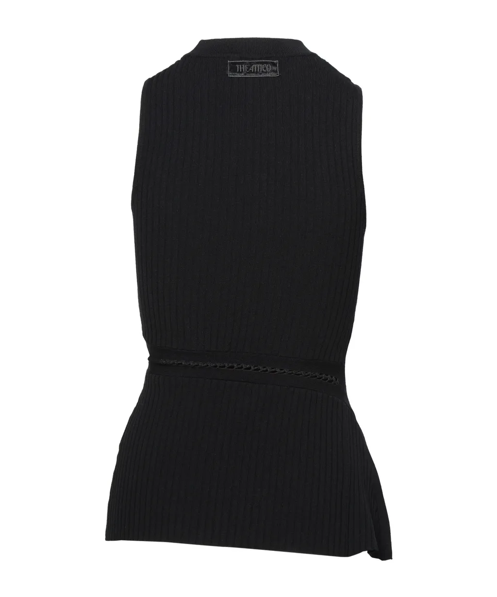 Cut-Out Ribbed-Knit Tank Top