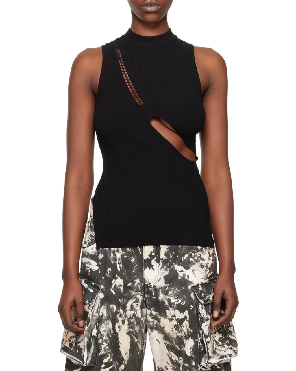 Cut-Out Ribbed-Knit Tank Top