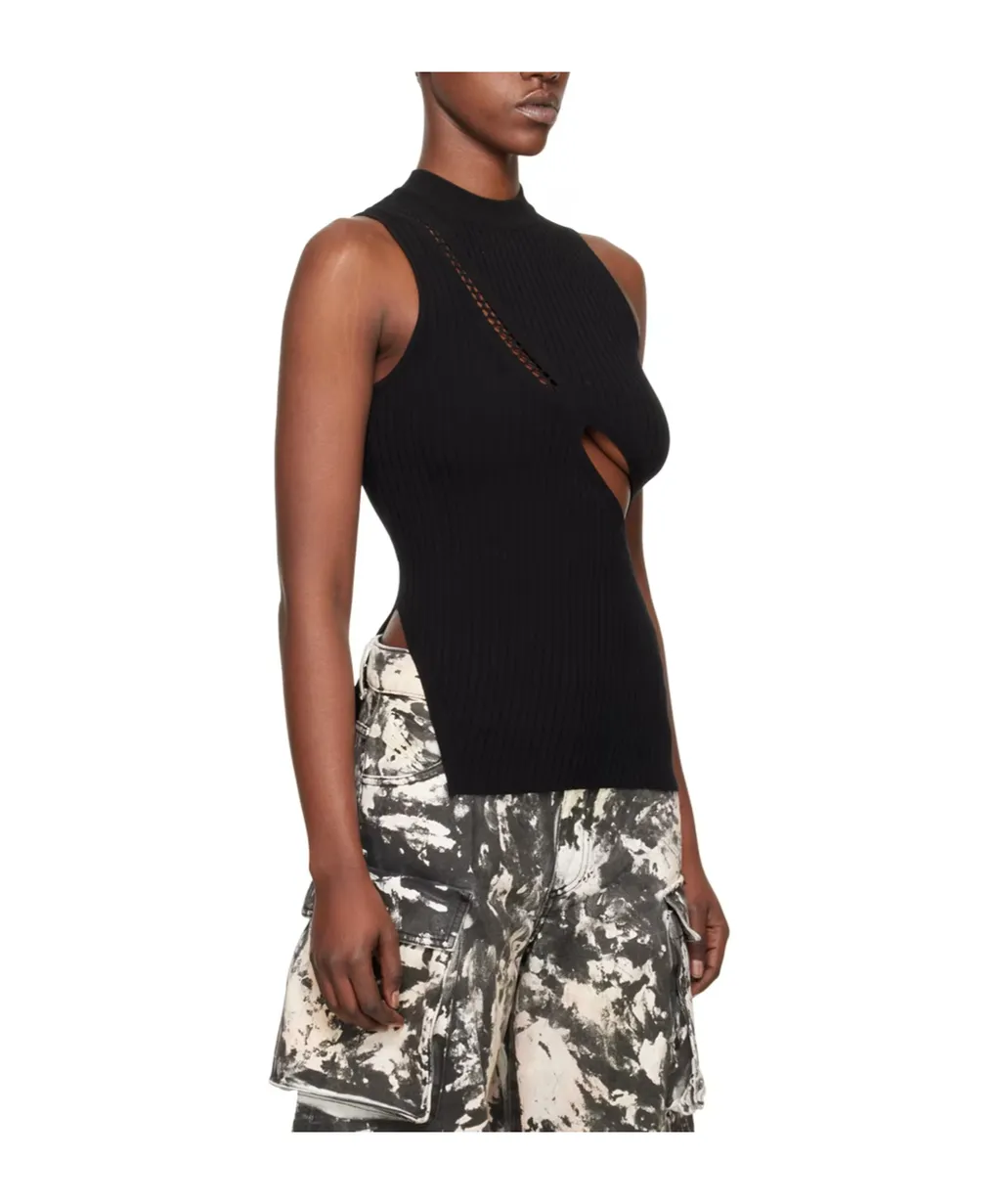 Cut-Out Ribbed-Knit Tank Top