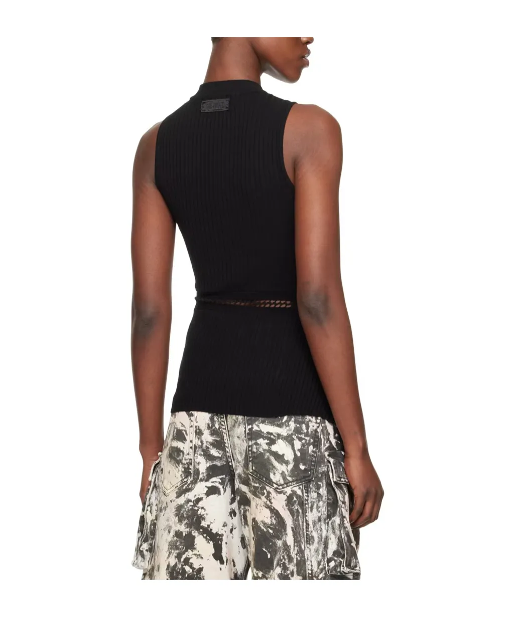 Cut-Out Ribbed-Knit Tank Top