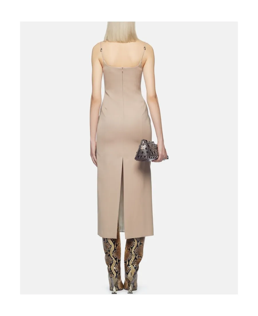 Gabardine Square Neck Midi Dress