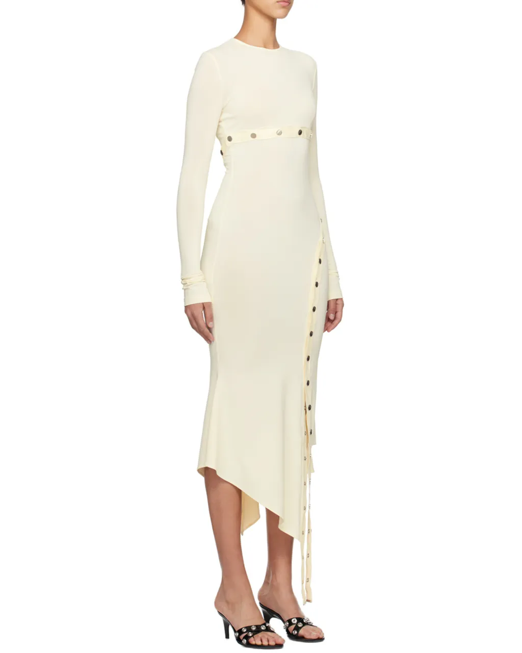 Asymmetric Convertible Long-Sleeved Midi Dress