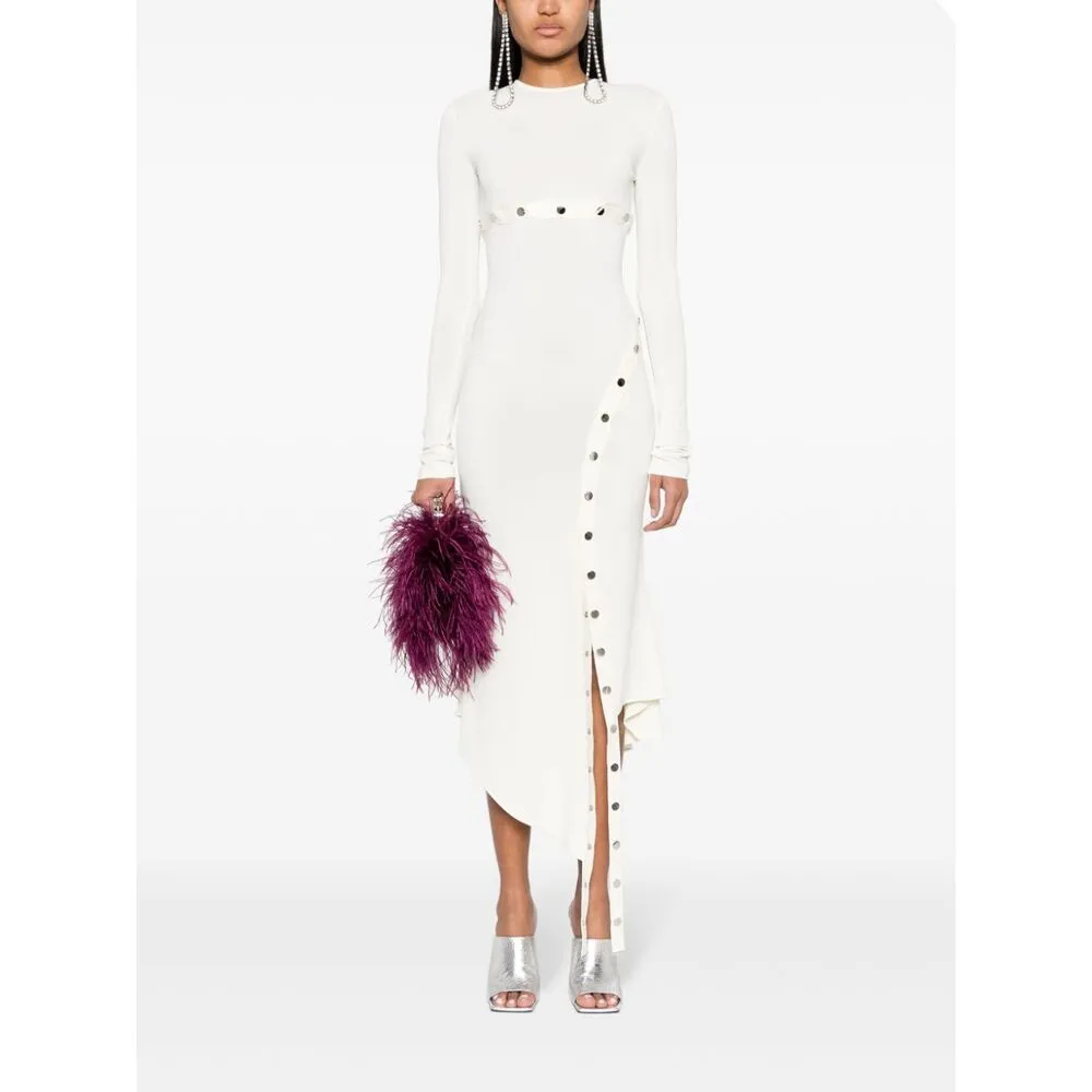 Asymmetric Convertible Long-Sleeved Midi Dress
