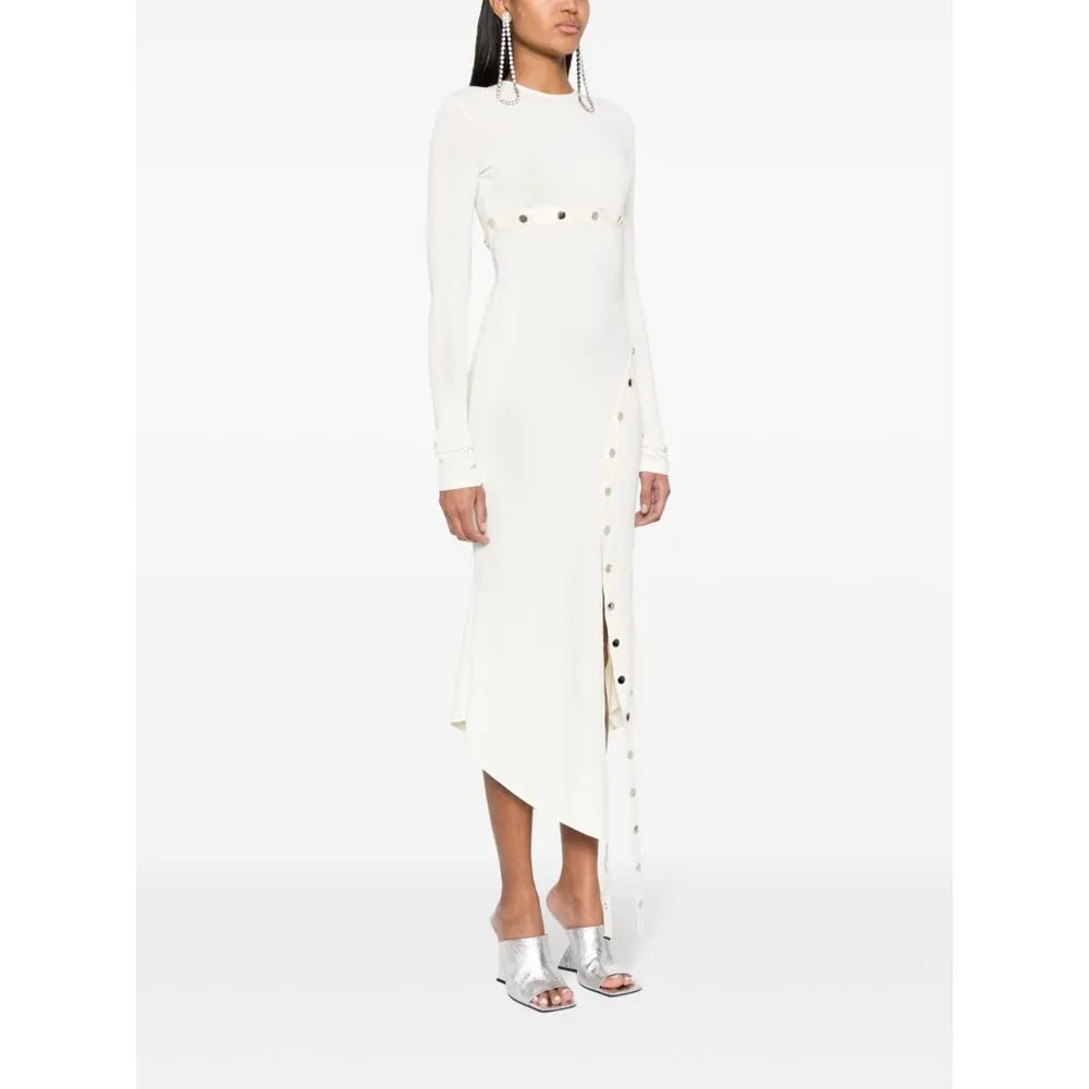 Asymmetric Convertible Long-Sleeved Midi Dress
