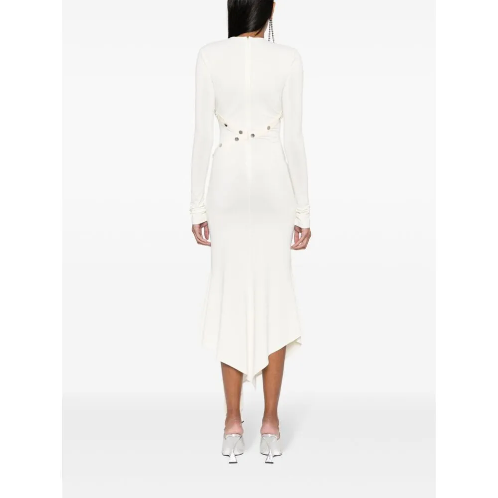 Asymmetric Convertible Long-Sleeved Midi Dress
