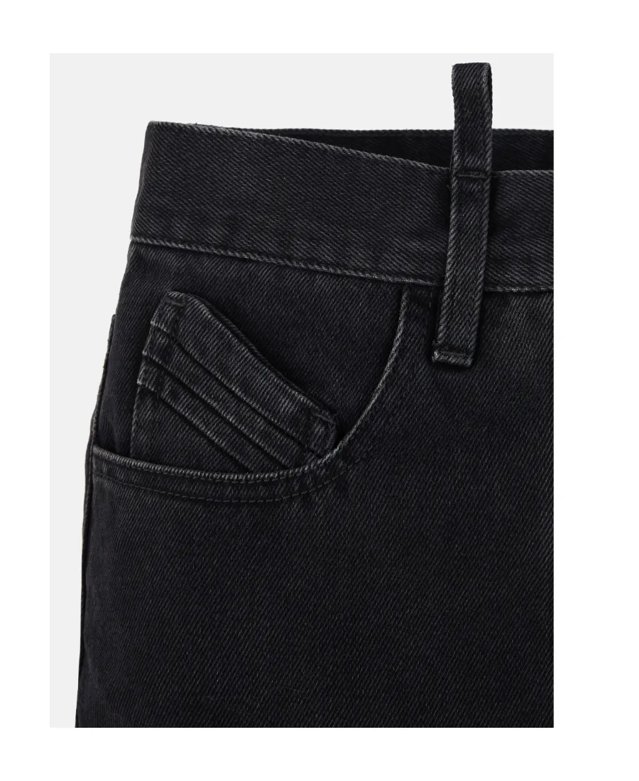 Cut-Out Mid-Rise Denim Skirt