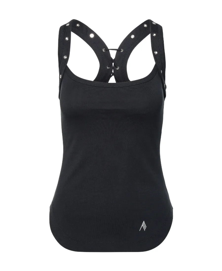Lacci Logo Embroidered Lace-Up Tank Top