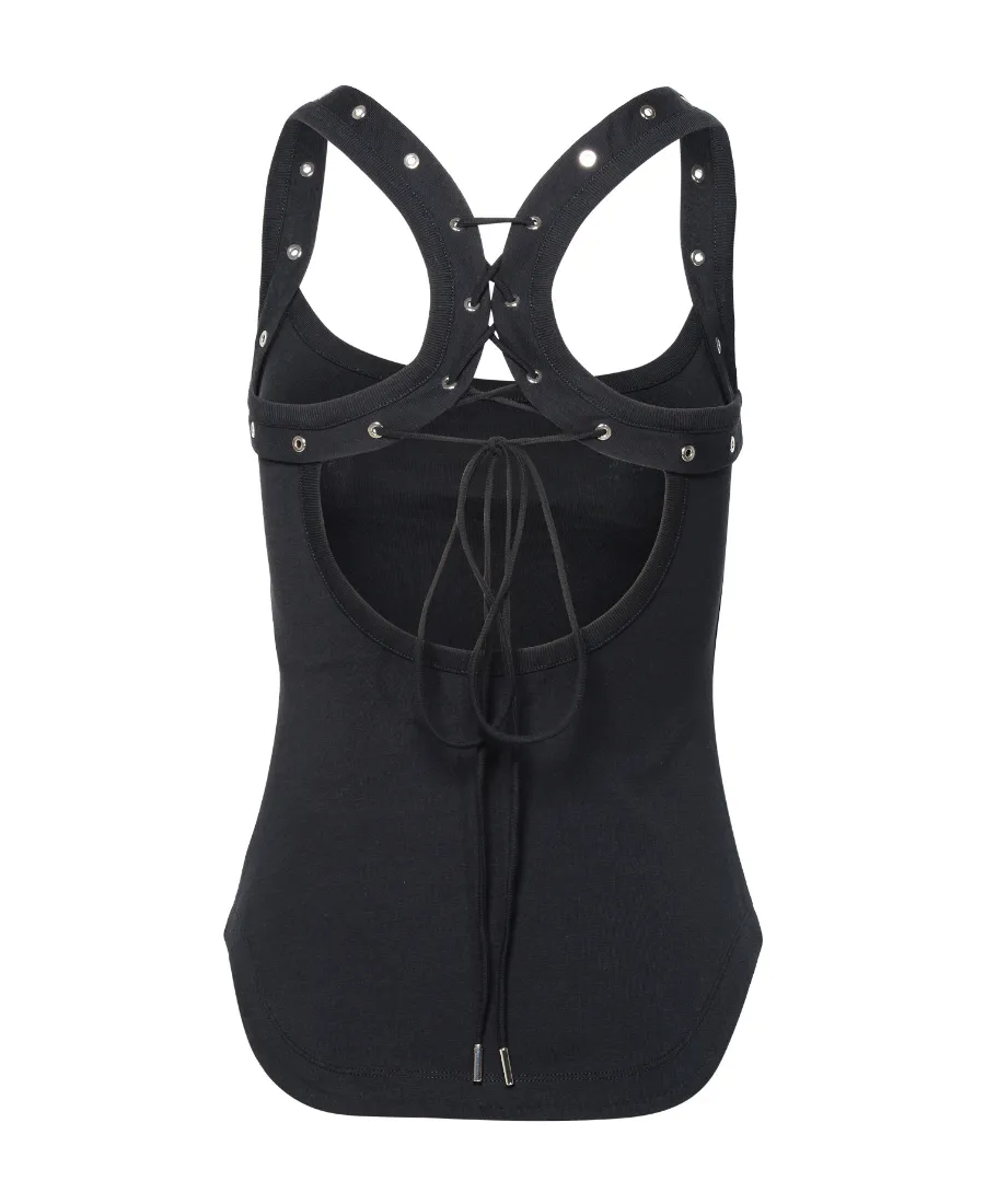 Lacci Logo Embroidered Lace-Up Tank Top