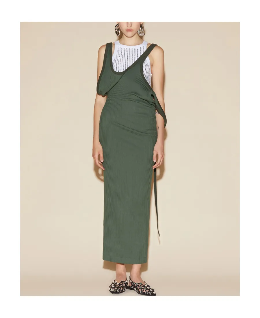 Ribbed Asymmetric Midi Dress