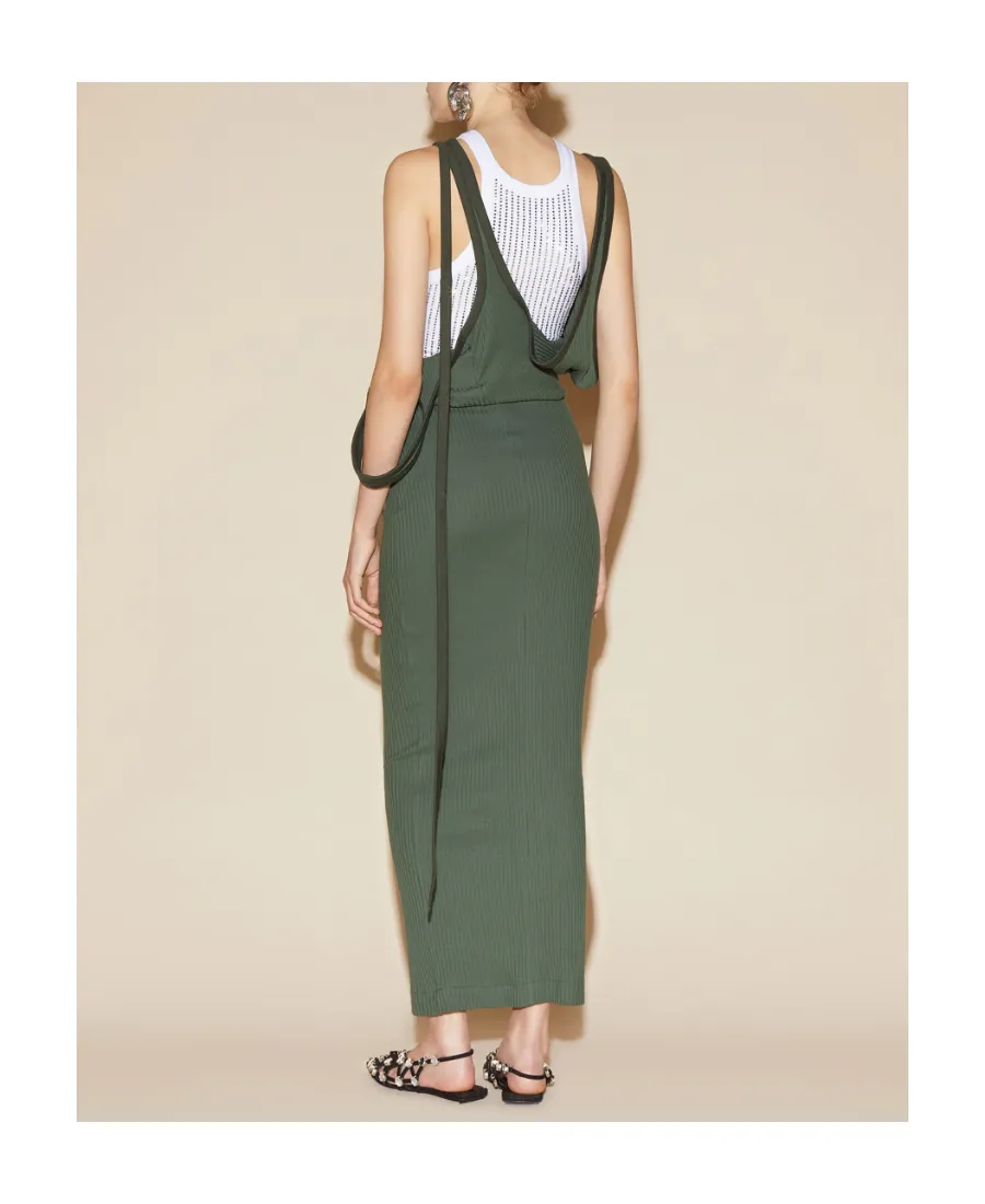 Ribbed Asymmetric Midi Dress