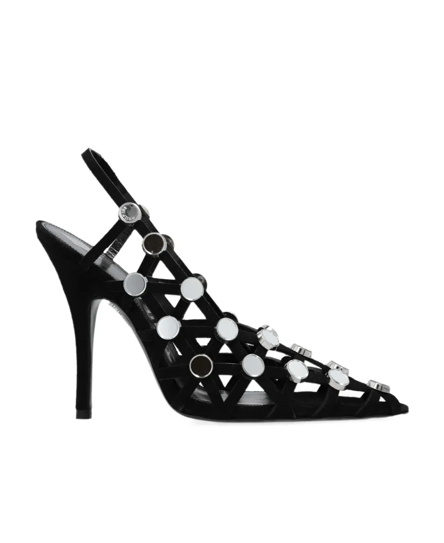 Grid Pointed Toe Pumps