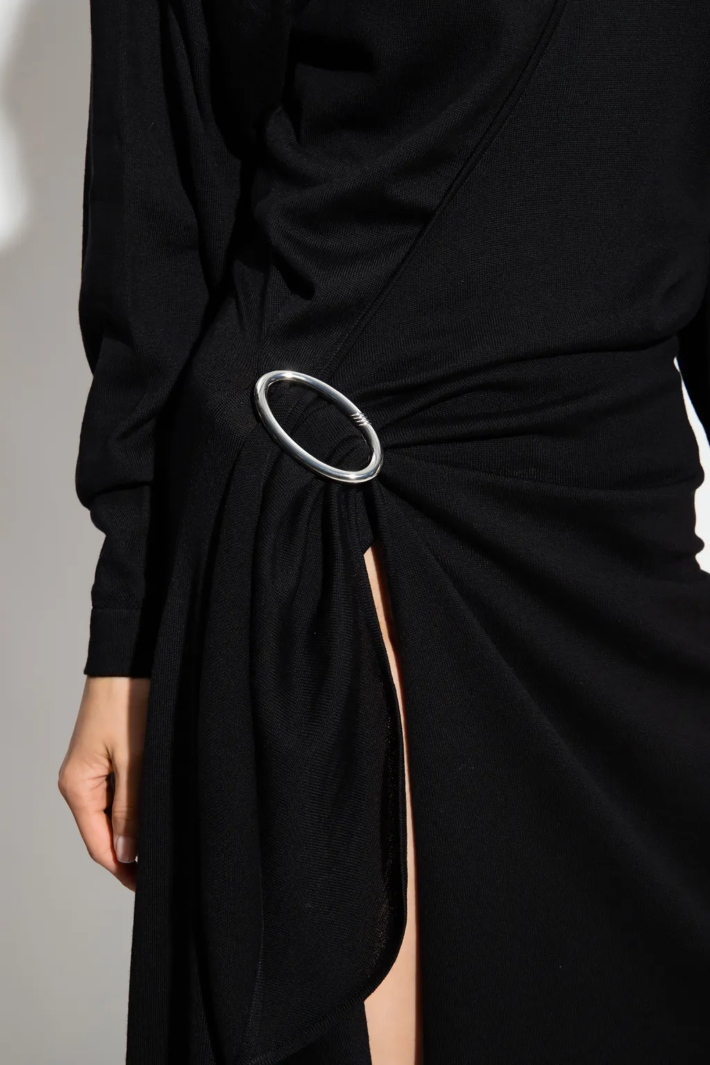 Asymmetric Hem Wrap Midi Dress