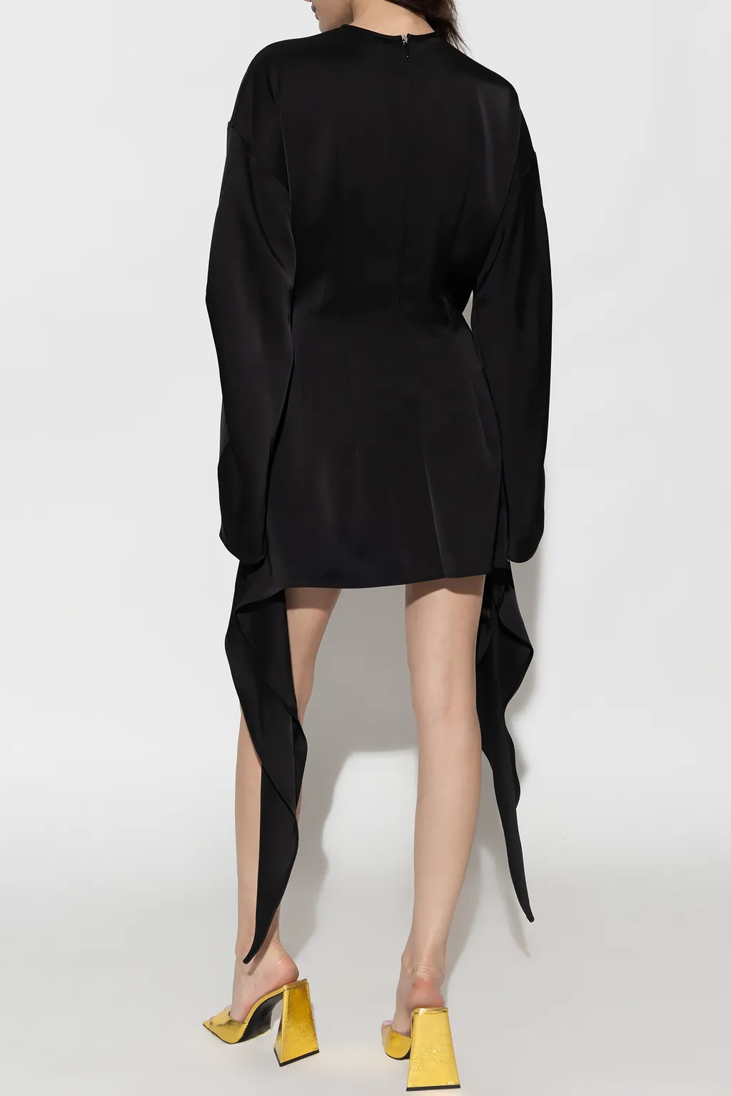 Asymmetric Cut-Out Twist Satin Mini Dress