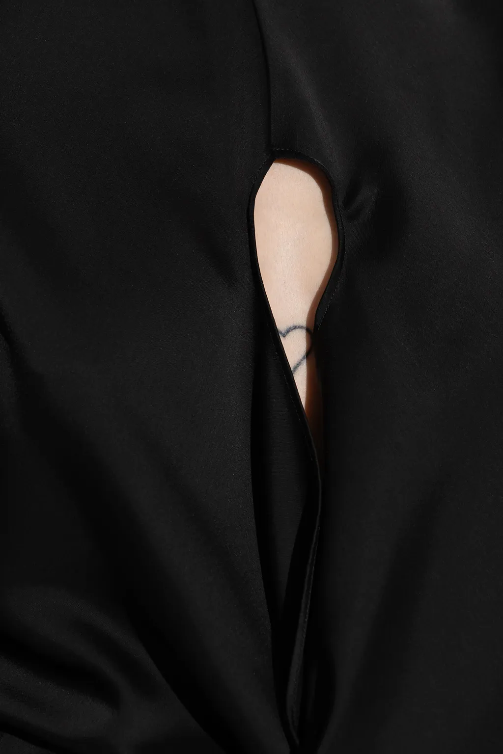 Asymmetric Cut-Out Twist Satin Mini Dress