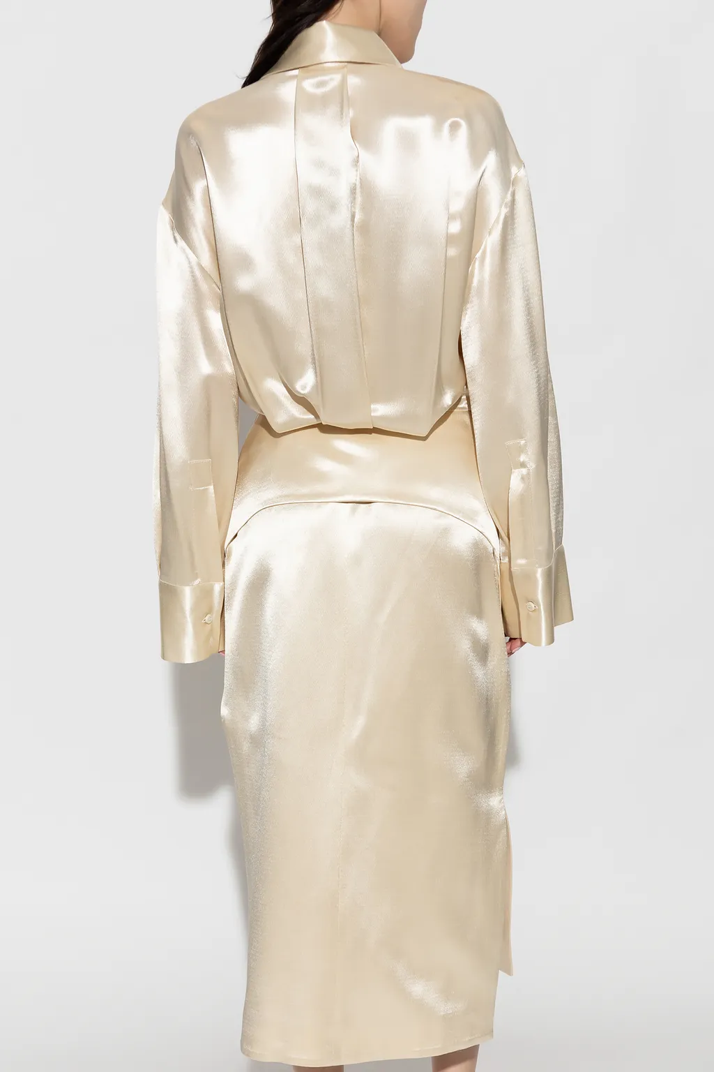 Charla Drop Shoulder Satin Shirt Dress
