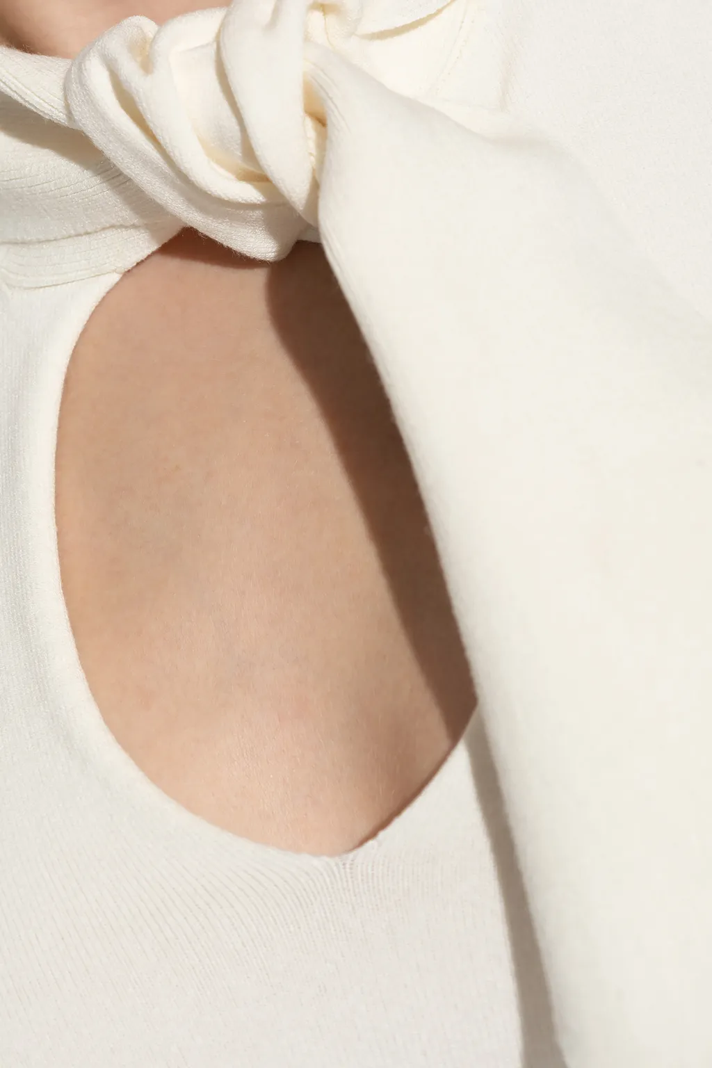 Pussybow Ribbed Cropped Top