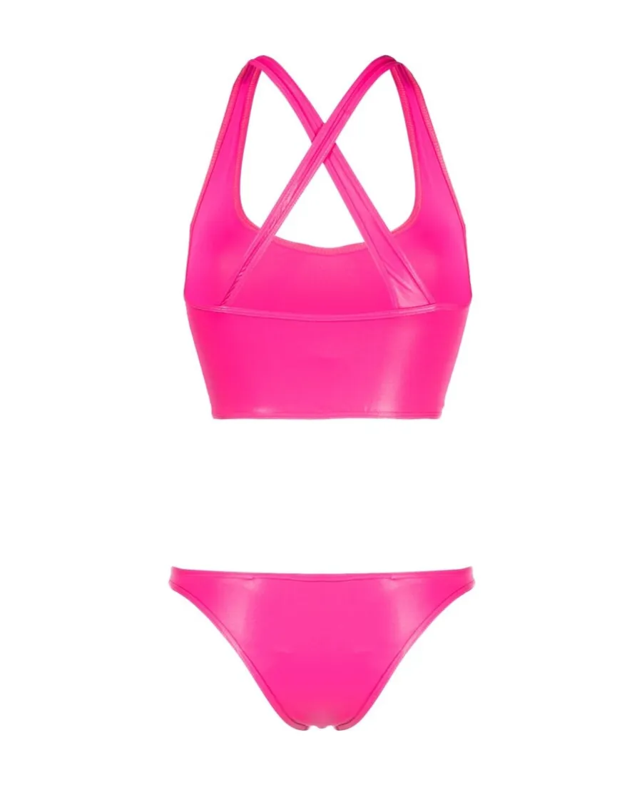 High-Shine Crossover-Strap Bikini Set