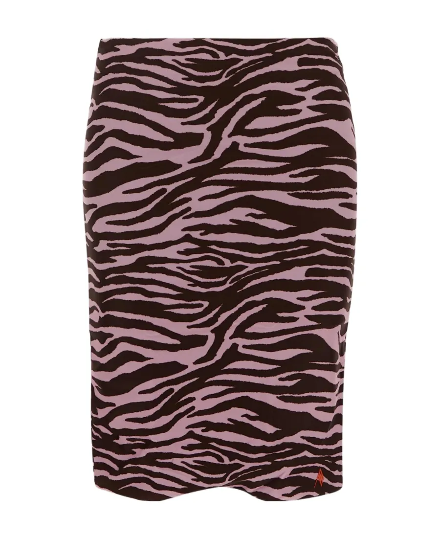 Zebra-Printed High-Waist Midi Skirt