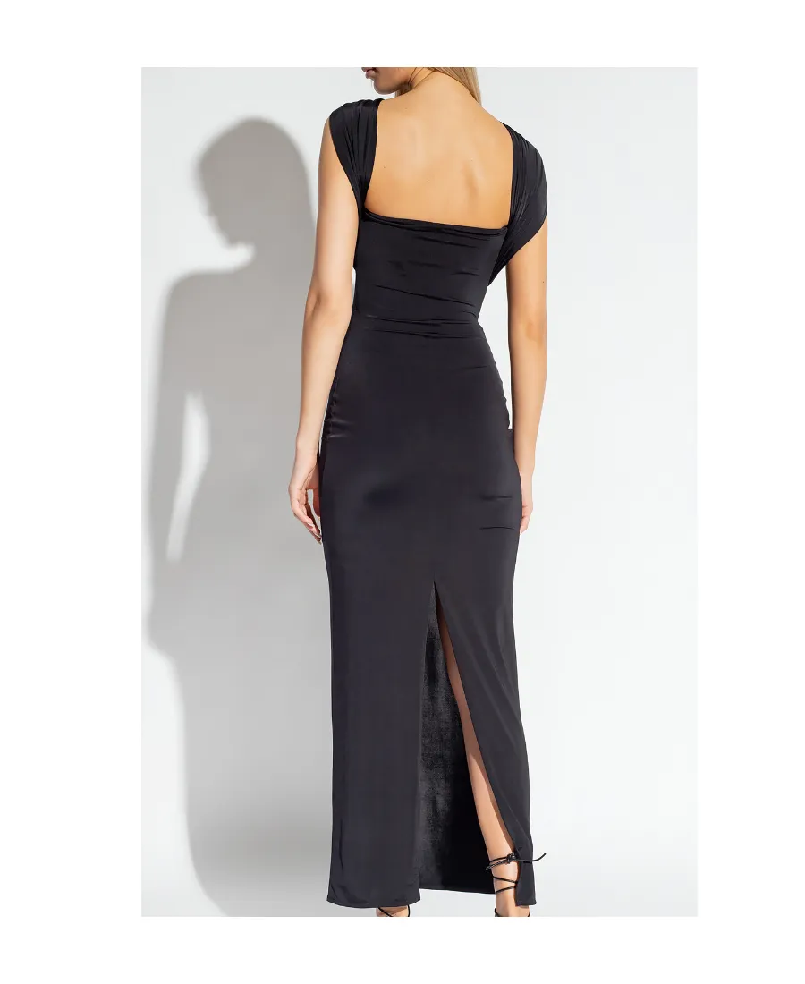 Cut Out Detailed Draped Maxi Dress