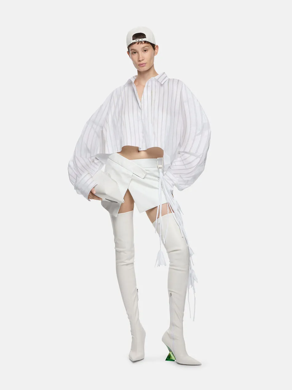 Striped Crop Long-Sleeved Shirt