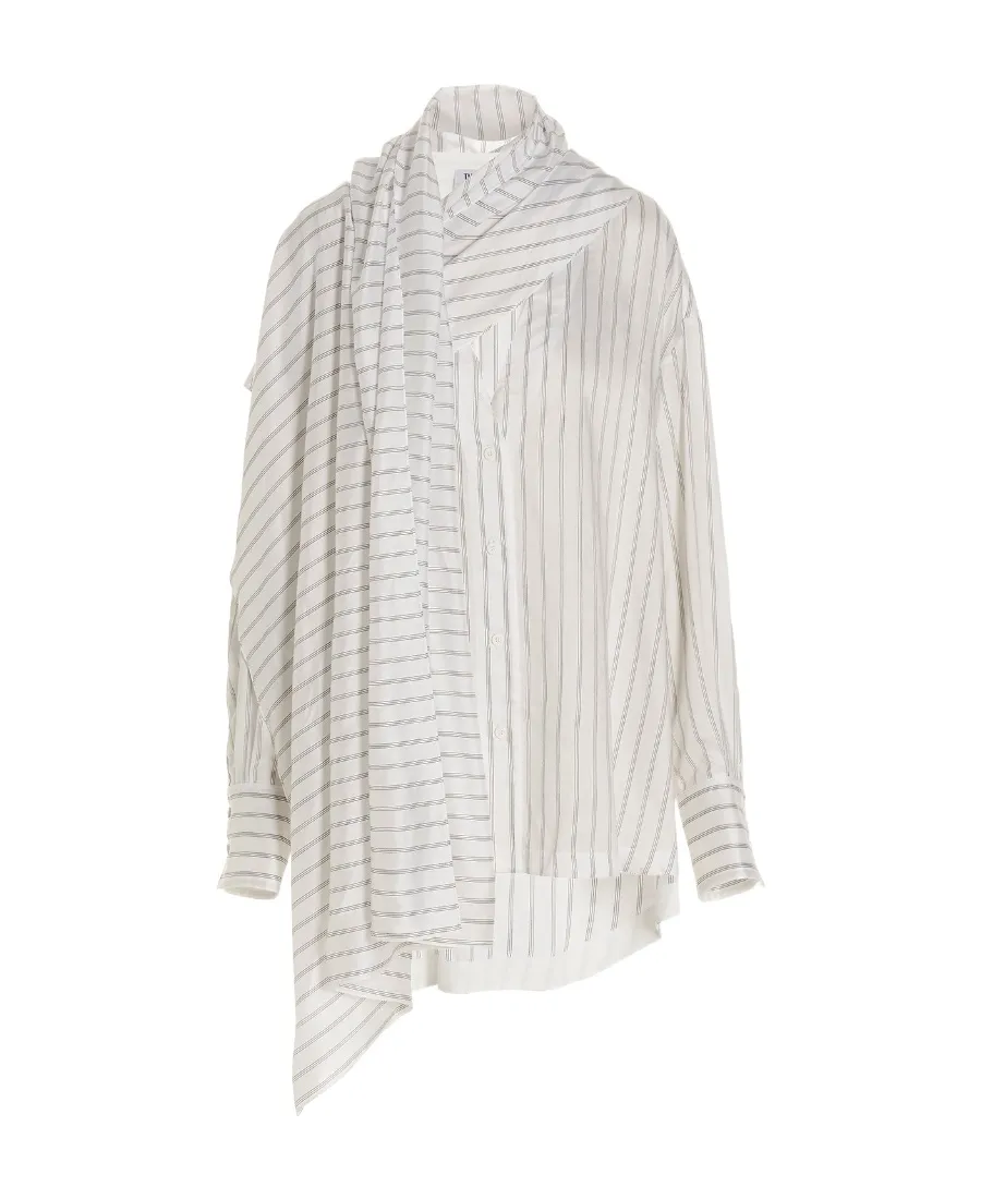 Striped Buttoned Asymmetric Shirt