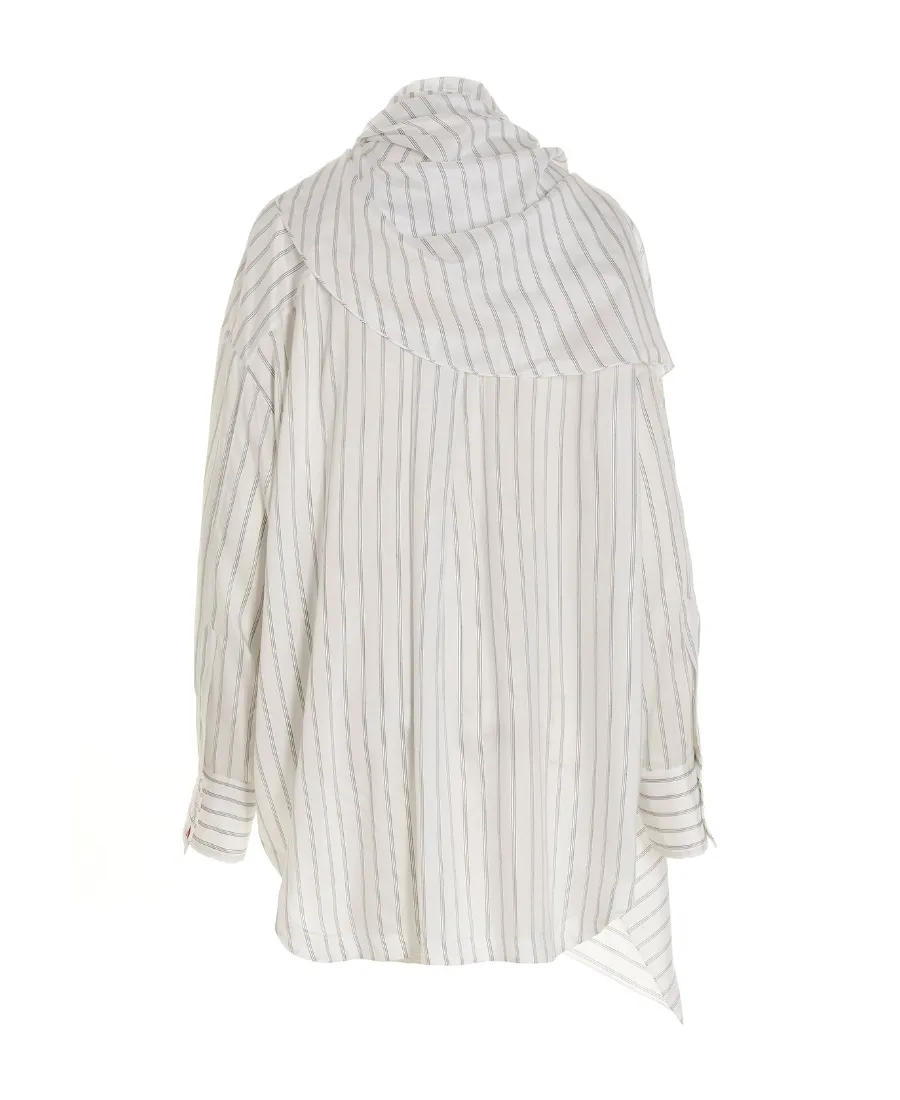Striped Buttoned Asymmetric Shirt