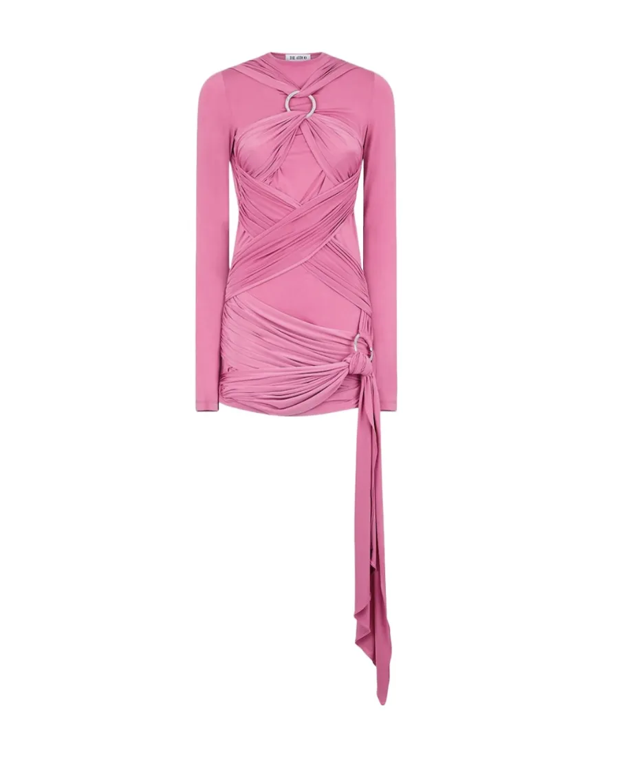 Draped Long-Sleeve Minidress