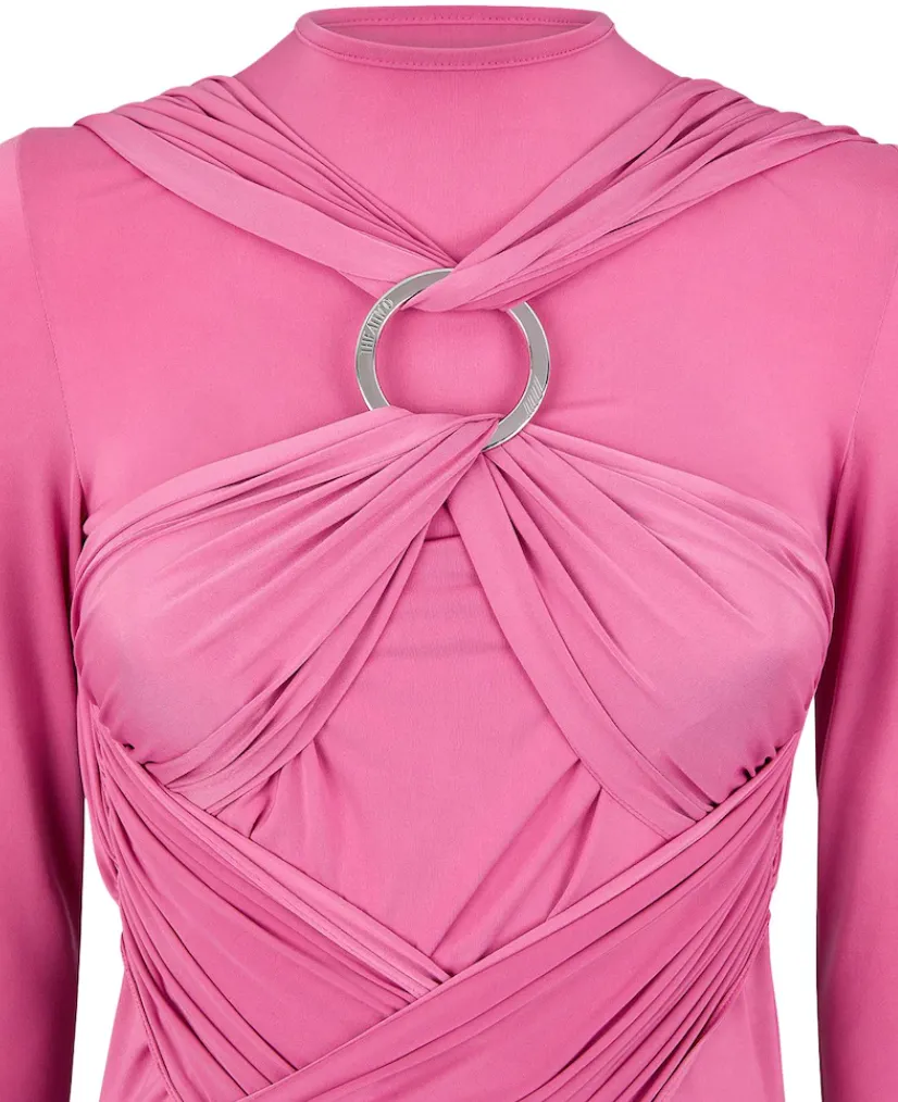 Draped Long-Sleeve Minidress