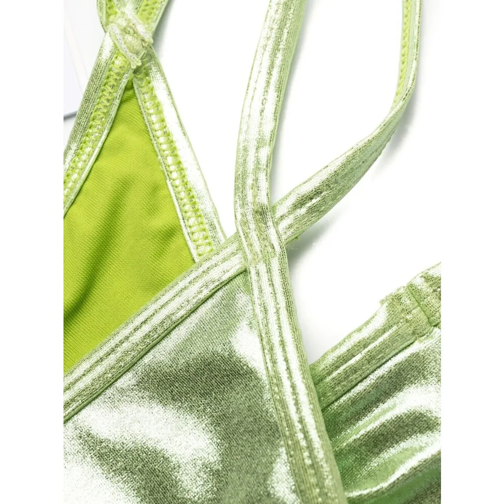 Metallic Triangle-Cup Bikini